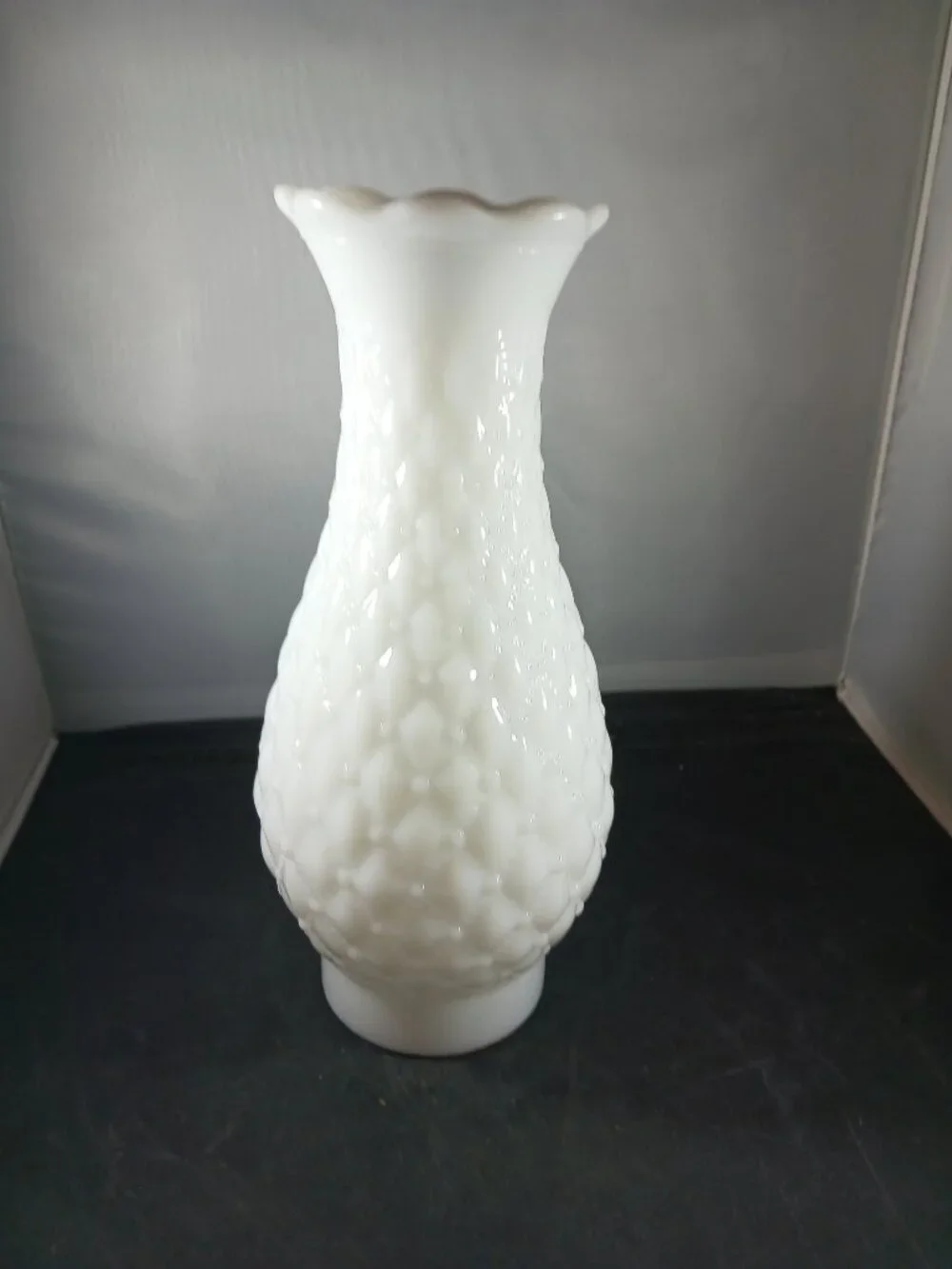 Milk Glass Lamp Shade Quilted Hurricane 10